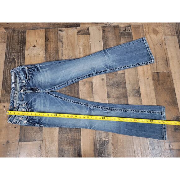 Miss Me Womens 28 Denim Blue Jeans Indian Feathers Rhinestones Boot Cut JW5617BV - Picture 7 of 8